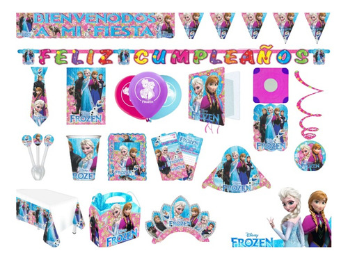 Kit Decoración Piñata Fiesta Infantil Económica Frozen