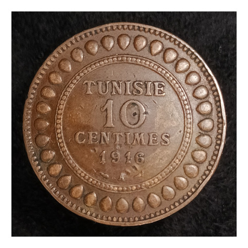 Túnez 10 Centimes 1916 Muy Bueno Km 236 Colonia Francesa