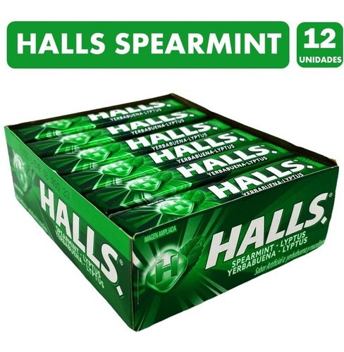 Halls Verde - Sabor Menta Verde Spearmint (caja Con 12 Uni)