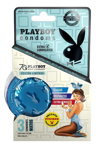 3 Condones Lubricados Playboy Condoms Playpack