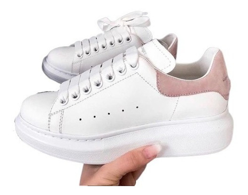 Tenis Dama Alexander Mcqueen Blanca Rosa Original Envgrats