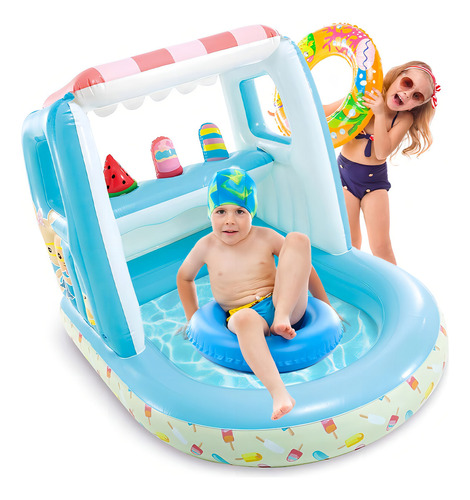 Cubierta inflable para piscina infantil, helado, 60 l, #48672, color azul