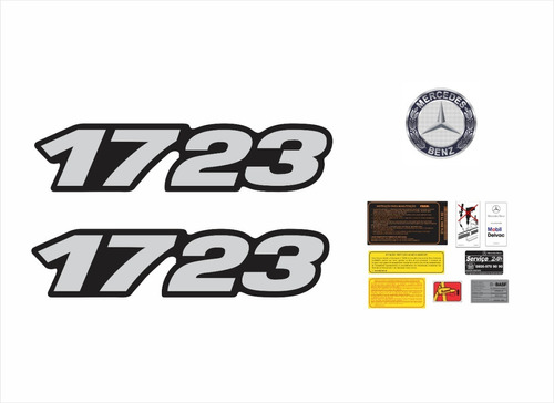 Kit Adesivos Resinado + Etiquetas Para Mercedes 1723 18061 Cor PRATA