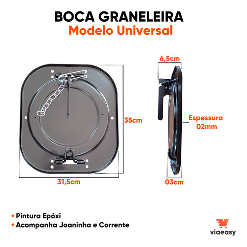 Boca Graneleira Graneleiro Bica Tampa Reforçada Escoamento