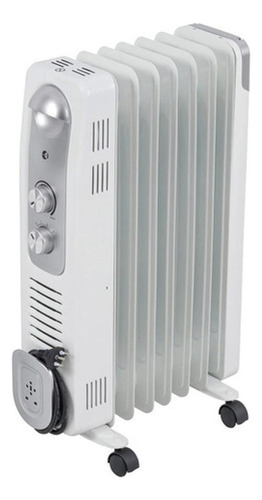 Aquecedor A Oleo Portátil Potencia Maxima de 1500w Voltagem 220v 3 Níveis deTemperaturas Com Rodinhas Silencioso Ambiente Quarto E Banheiro Aquece Até 12m² Cor Branco