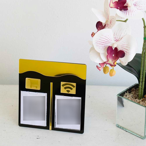 Placa Qrcode, Pix, Instagram, Facebook, Wi-fi, Whas, Google Cor Preto/dourado