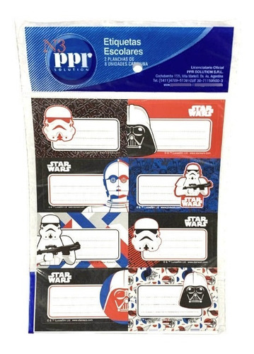 Rotulo Etiquetas Escolares Ppr Star Wars X 12