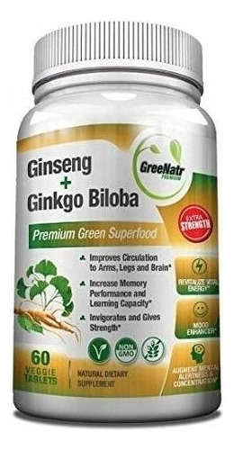 Ginseng Y Ginkgo Biloba Súper Alimento Potenciador 60 Cap
