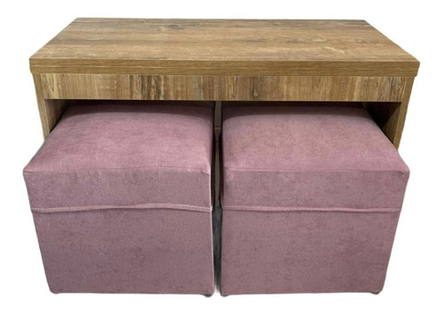 Mesa Ratona Levadiza Doble C/ 2 Puf En Chenille -c