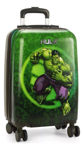 Mochila Mala Escolar Rígida Rodas 360 Hulk Avengers Marvel