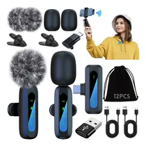 Comprar Micrófono De Solapa Inalámbrico Lavalier 2 En 1 Con Pantalla Y Bolsa, Mini Micrófono Para Celulares Profesional Portátil Para iPhone\u002Fandroid\u002Faltavoces\u002Fpc, Admite Video Vlog, Youtube, Tiktok