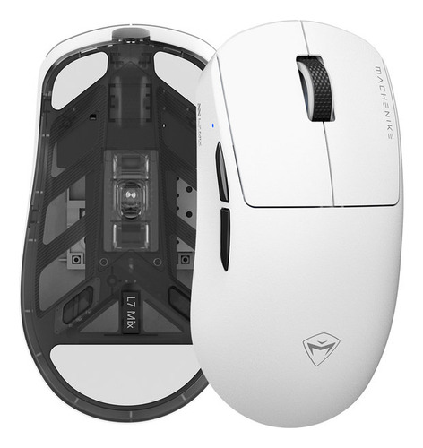 Machenike Mouse Inalámbrico Recargable Gamer L7mix Paw3395 26000dpi Blanco Tri-modal(Bluetooth+usb 2.4ghz Receiver+Con Cable) Mouse Ergonomico