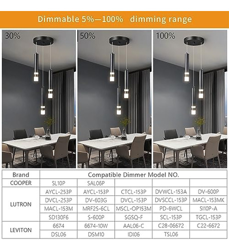 Liangmh Colgante Moderno Accesorio De Cocina Led Negro Regul