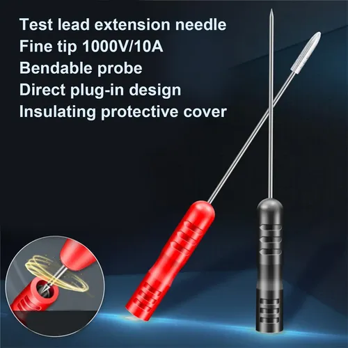 Sonda De Prueba De Aguja Perforadora De 3 Mm Con Aislamiento, Juego De 2 Unidades (roja Y Negra) Extensible Para Multímetro Y Voltímetro, Acero Inoxidable Y PA