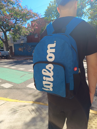Mochila Escolar Wilson Porta Notebook Universitaria Urbana Azul Marino Liso
