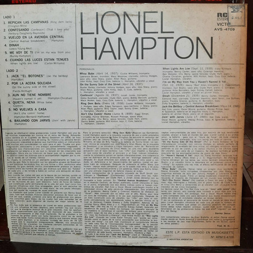 Vinilo Lionel Hampton Grandes Sesiones Jazz Años 30 Y 40 J1 (Usado)