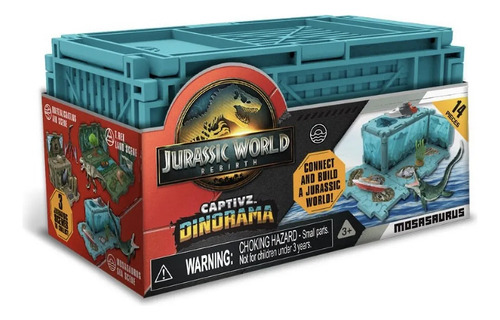 Jurassic World Rebirth Captivz Dinorama Mosasaurus 14 Piezas Azul