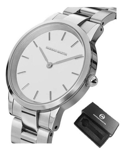 Reloj Hannah Martin Simple Impermeable De Acero Inoxidable Color De La Correa Silver White