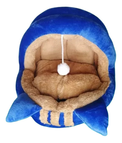 Cama Para Gato Gamuzada Azul Con Cafe