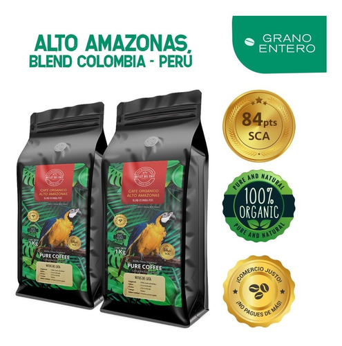 2 Kg Cafe Orgánico Alto Amazonas Lanzamiento -60% Off Grano