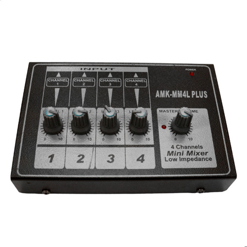 Mesa De Som Mini Mixer Misturador 4 Canais Mono E Alto Ganho 12v