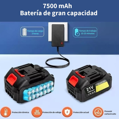 Taladro Atornillador Inalámbrico 21v Con 2 Baterías Negro 0-2700ipm