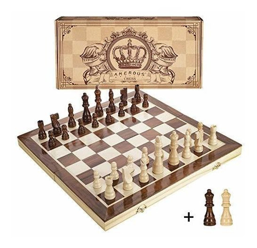 Amerous - Juego De Ajedrez Magnético De Madera De 15.0 In -