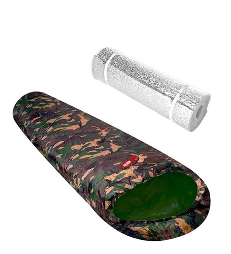 Bolsa De Dormir Momia Camuflada + Aislante Ideal Camping