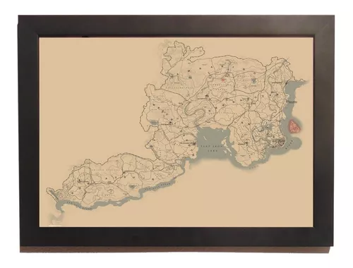 Quadro Com Moldura Mapa Red Dead Redemption 2 33x45cm A3