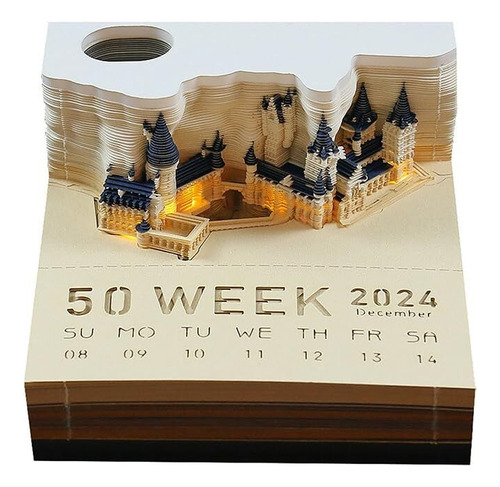 Calendario Led 2024 Bloc Notas Papel Arte 3d Calendario