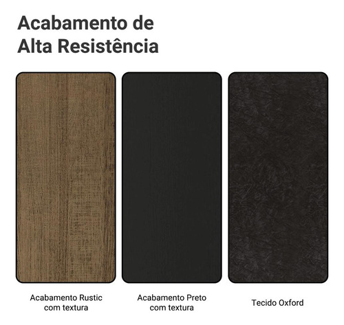Sala Jantar Mesa Tampo Madeira 6 Cadeiras Simone Madesa Cor Rustic/Preto/Oxford Desenho do tecido das cadeiras Liso