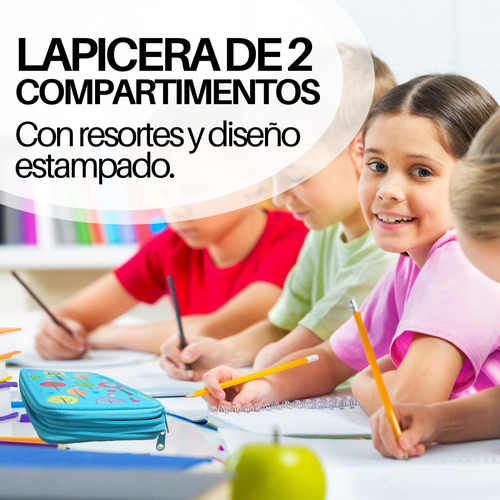 M Lapicera Organizadora Colores Lápices Doble Compartimiento
