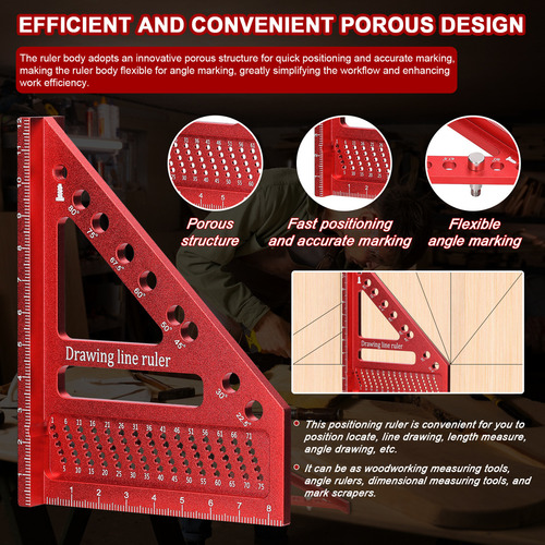 Regla De Carpintería Multiángulo De Aleación De Aluminio Par