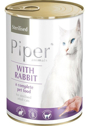 Piper Alimento Humedo Gato Esterilizado Conejo Lata 400 Grs