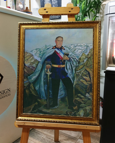 Cuadro En Tela Canvas - Augusto Pinochet Ugarte Enmarcado
