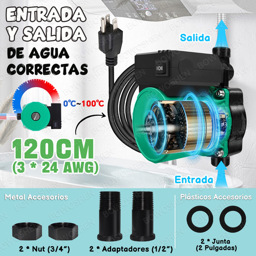 Bomba Presurizadora Automática De Agua Eléctrico 1/6 Hp Bomba De Acero Inoxidable Para Fría Y Caliente