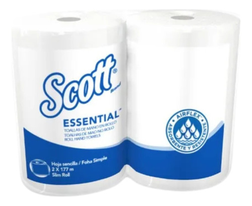 Toalla Scott En Rollo 2 Bobinas X 177 Metros Kimberly Clark