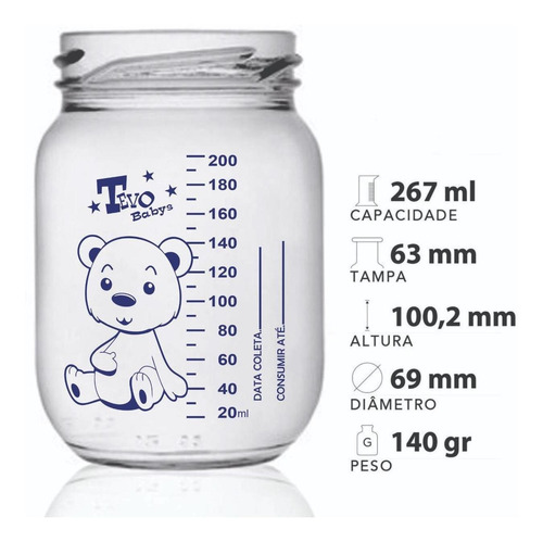 Imagem 2 de 4 de Kit 5 Copos Armazenar Leite Materno Ou Papinha - 200ml