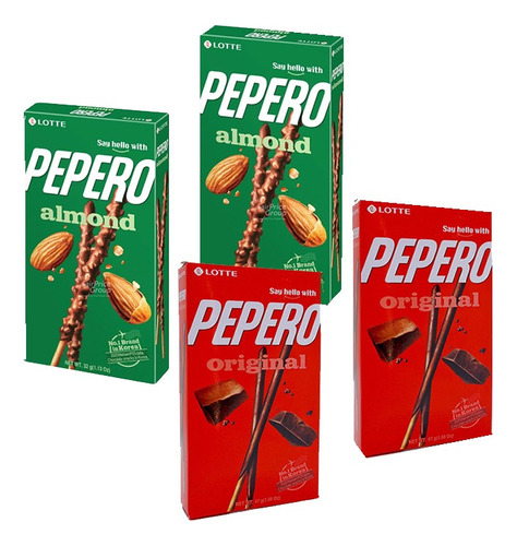 Lotte Pepero  Almendra & Original X 4 Und