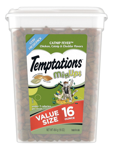 Snacks Gatos Temptations Sabor Pollo Catnip Cheddar  454 Gr