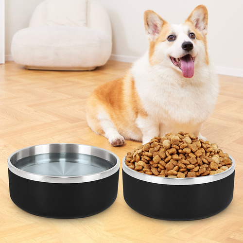 Plato De Acero Inoxidable Tazón Antiderrapante Para Perros Y Color Rosa Pálido