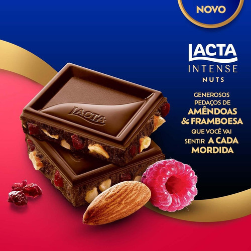 Barra Lacta 40% Cacau AmĂȘndoas&framboesa 85g Kit C/12