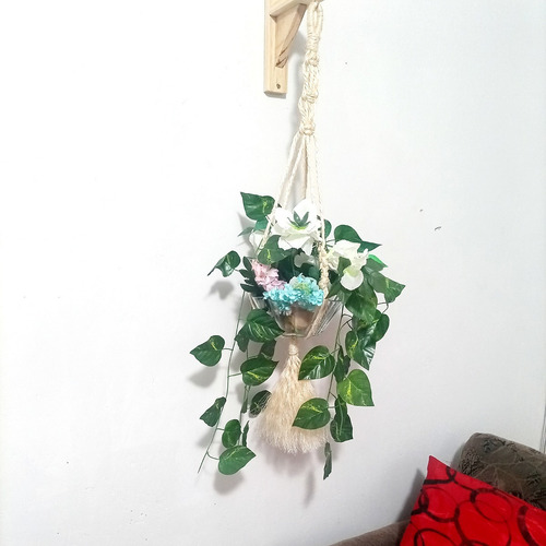 Suporte Macrame Sisal P/ Vaso De Planta Pesado 90cm + Brinde