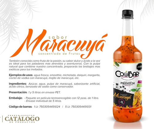 Pulpa Frutal Maracuya Natural Coolbar 12 Pzas De 1l