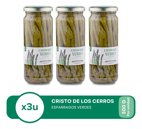Pack X3 Espárragos Al Natural Cristo De Los Cerros 310g