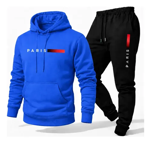 Conjunto Moletom Calça Unissex Paris Canguru Casaco Frio - R$ 92,9