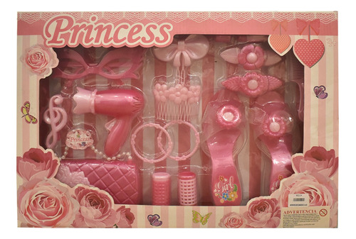 Set Belleza Princesas Niñas + Accesorios + Espejo Y Secador