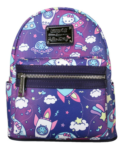 Mini Mochila Con Estampado Integral De Nave Espacial Loungef