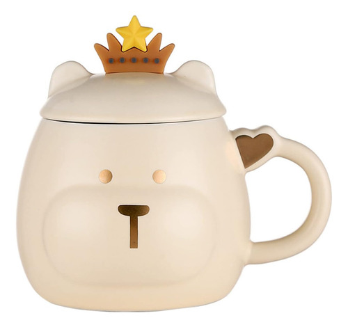 Taza Oso Corona Con Tapa Y Cuchara Tazón Mug Cup Regalo