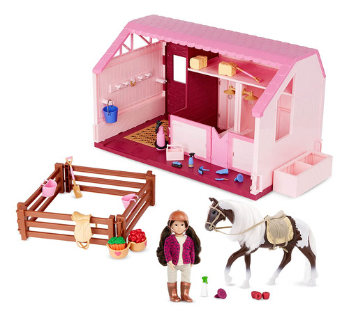 Lori Dolls Philippas Horse Stable Set Mini Doll, Toy Horse S